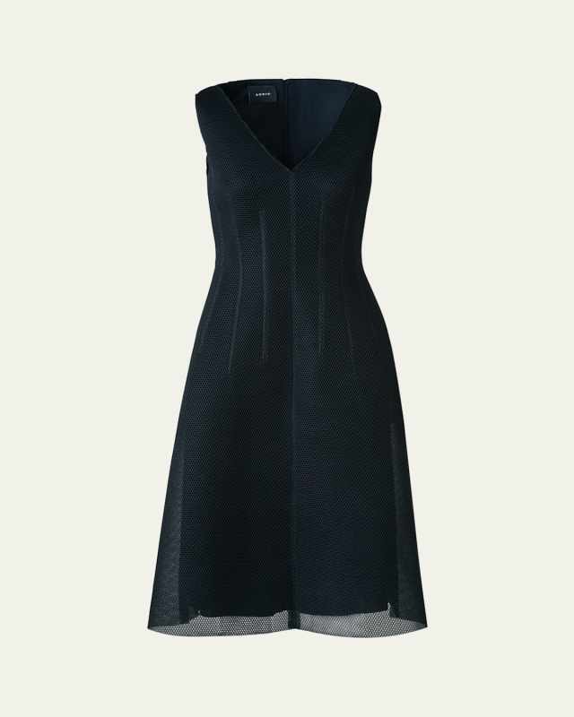 Techno Grid V-Neck Midi DressI